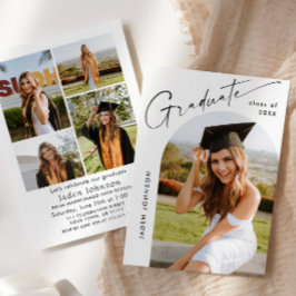 Moderne Minimalistische Grad-5-FOTO-Graduierungspa Einladung