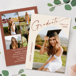 Moderne Minimalistische Grad-5-FOTO-Graduierungspa Einladung