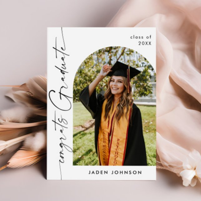 Moderne Minimalistische Grad-FOTO-Graduierungspart Einladung (Von Creator hochgeladen)