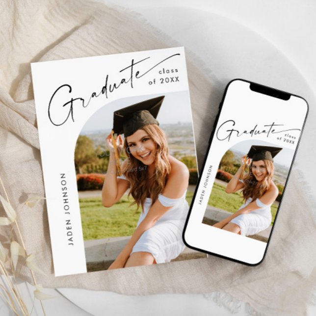 Moderne Minimalistische Grad-FOTO-Graduierungspart Einladung (Von Creator hochgeladen)
