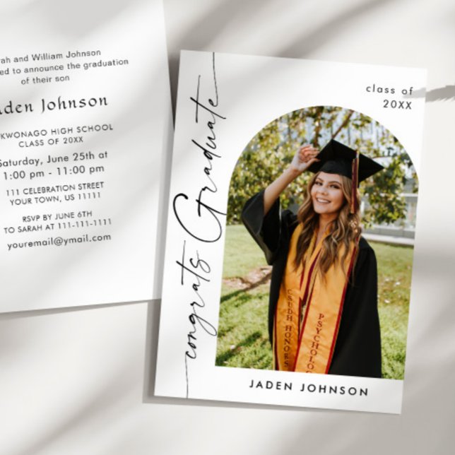 Moderne Minimalistische Grad-FOTO-Graduierungspart Einladung (Von Creator hochgeladen)