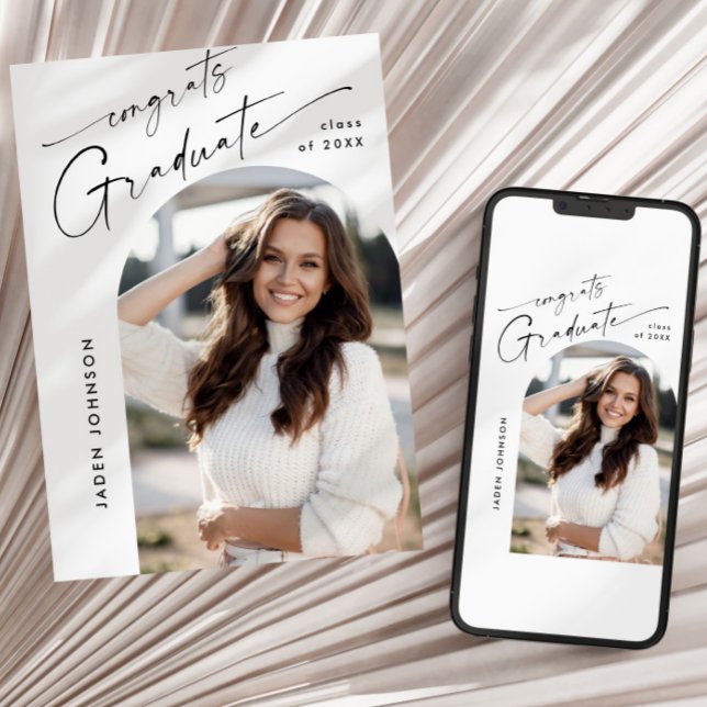 Moderne Minimalistische Grad-FOTO-Graduierungspart Einladung (Von Creator hochgeladen)