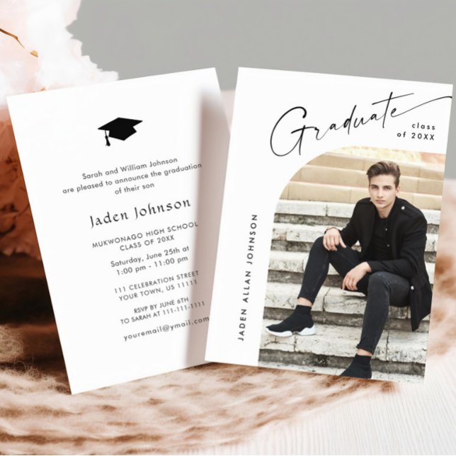 Moderne Minimalistische Grad-FOTO-Graduierungspart Einladung (Von Creator hochgeladen)