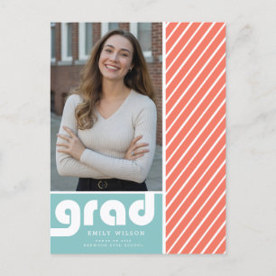 Moderne Minimalistische Graduierungsfoto Dankeschö Postkarte