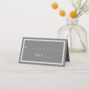 Moderne Minimalistische graue Hochzeit an der Gren Platzkarte