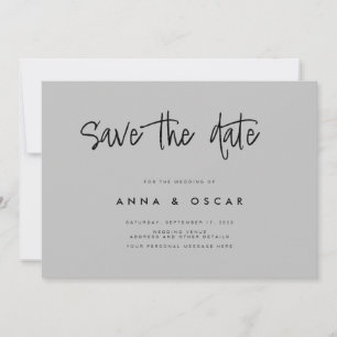Moderne Minimalistische graue Hochzeit rettet das Save The Date