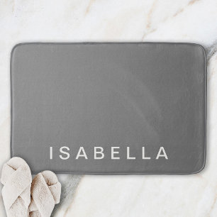 Moderne Minimalistische Graue Personalisierte Name Badematte