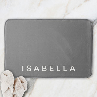 Moderne Minimalistische Graue Personalisierte Name Badematte