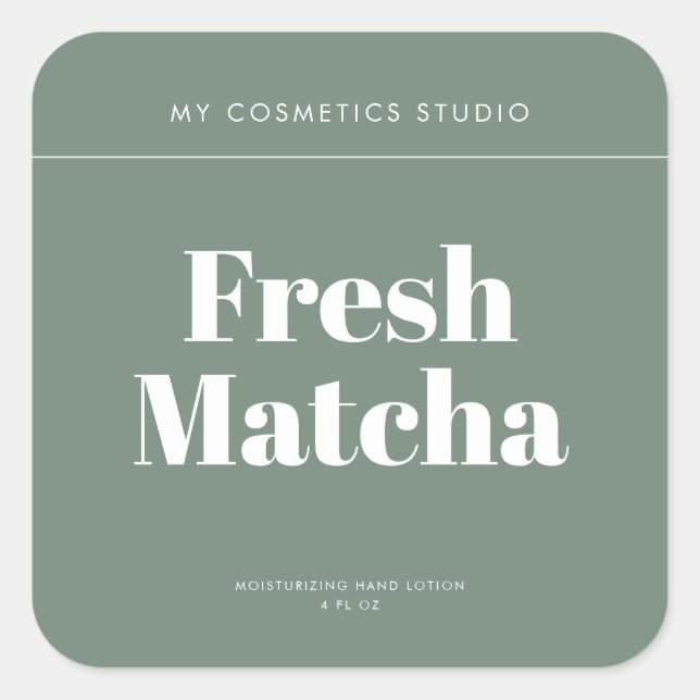 Moderne Minimalistische Green Packaging Cosmetics  Quadratischer Aufkleber (Vorderseite)