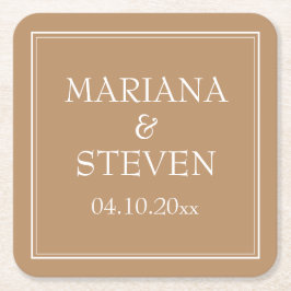 Moderne Minimalistische Grenze Tan Beige Rechteckiger Pappuntersetzer