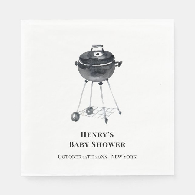 Moderne Minimalistische GRILLEN Grill Kinderdusche Serviette (Vorderseite)