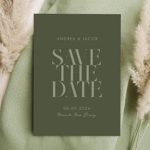 Moderne Minimalistische Grün-Chic-Hochzeit Save The Date