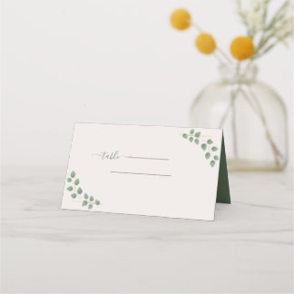 Moderne Minimalistische Grün-Verlass-Hochzeit Platzkarte