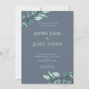 Moderne Minimalistische Grünanlage Gray Wedding Einladung