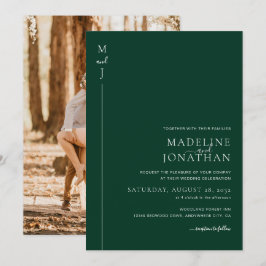 Moderne Minimalistische Grüne Foto Hochzeit Einladung