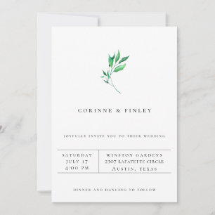 Moderne minimalistische grüne Hochzeitseinladung Ankündigung