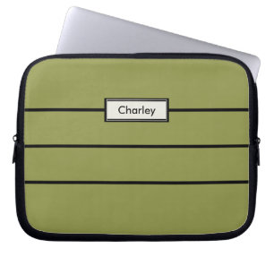 Moderne minimalistische grüne individuelle Monogra Laptopschutzhülle