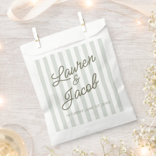Moderne Minimalistische Grüne Streifen Hochzeit Geschenktütchen