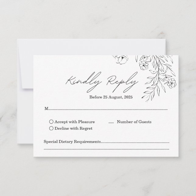 Moderne Minimalistische handgeschriebene Skripthoc RSVP Karte (Vorderseite)