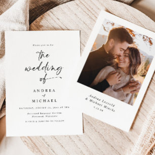 Moderne Minimalistische Handschrift-Foto-Hochzeit Einladung