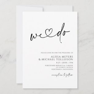 Moderne minimalistische Handschrift Herz Hochzeit Einladung