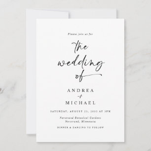 Moderne minimalistische Handschrift-Hochzeit Einladung