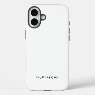 Moderne minimalistische Handschrift Schrift Weiß iPhone 16 Plus Hülle
