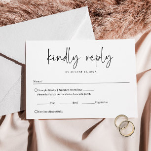 Moderne Minimalistische Handschriftliche Hochzeit RSVP Karte