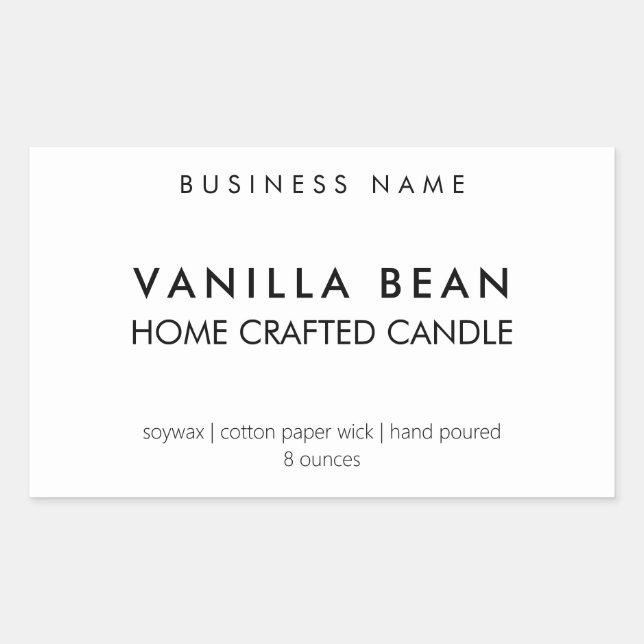 Moderne, Minimalistische, hausgemachte Candle-Labe Rechteckiger Aufkleber (Vorderseite)