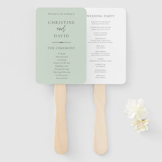 Moderne Minimalistische Heiratsprogramme Fächer (Vorne und Hinten)