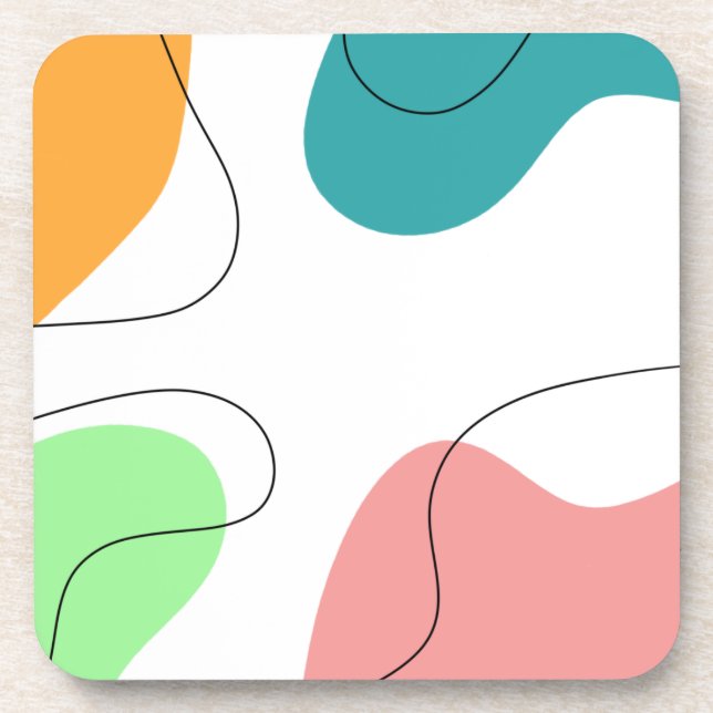 Moderne Minimalistische, helle Blobs Abstrakte Kun Getränkeuntersetzer (Vorderseite)
