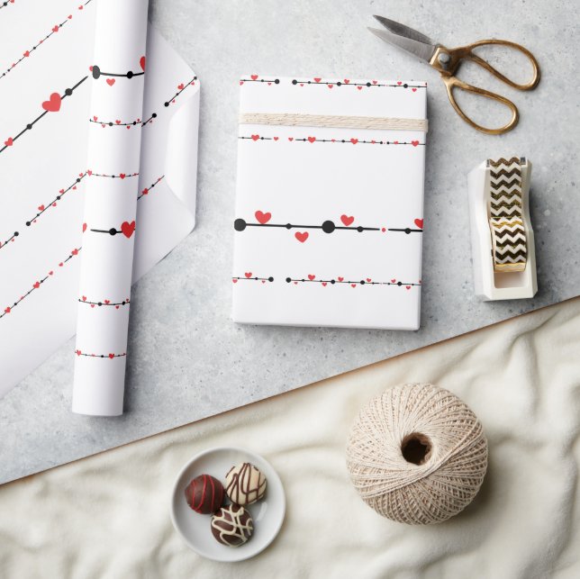 Moderne Minimalistische Herzen Geschenkpapier (Kunsthandwerk)
