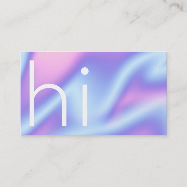 Moderne minimalistische HI hollographisch lila und Visitenkarte (Vorderseite)