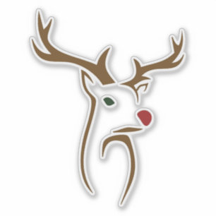 Moderne Minimalistische Hirschline Weihnachten Aufkleber