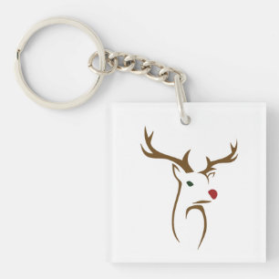Moderne Minimalistische Hirschline Weihnachten Schlüsselanhänger