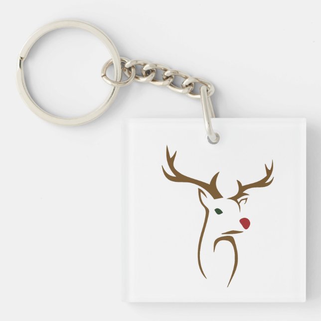 Moderne Minimalistische Hirschline Weihnachten Schlüsselanhänger (Vorderseite)