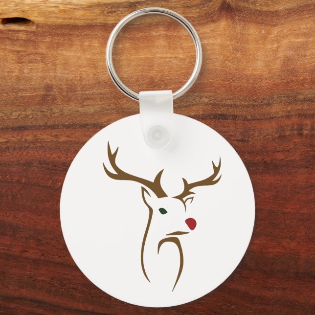 Moderne Minimalistische Hirschline Weihnachten Schlüsselanhänger (Vorderseite)