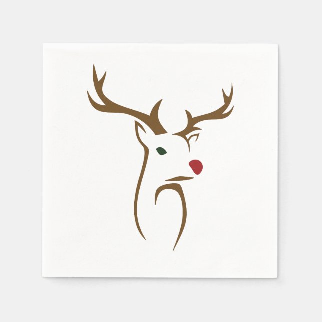 Moderne Minimalistische Hirschline Weihnachten Serviette (Vorderseite)