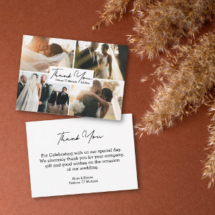 Moderne Minimalistische Hochzeit 4-Foto-Collage Da Mitteilungskarte