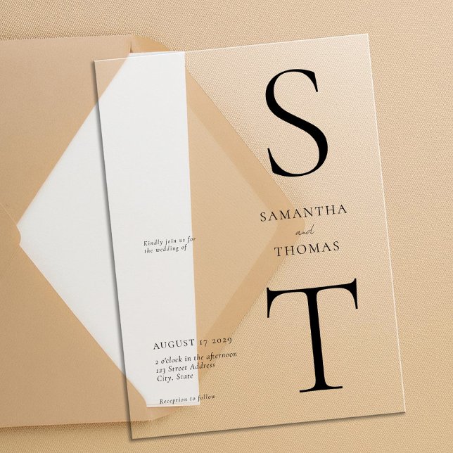 Moderne Minimalistische Hochzeit Acryleinladungen (Von Creator hochgeladen)