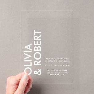 Moderne Minimalistische Hochzeit Acryleinladungen