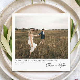 Moderne Minimalistische Hochzeit Danke Custom Foto Serviette