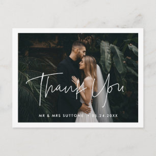 Moderne minimalistische Hochzeit Danke Foto Postkarte