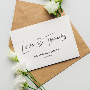 Moderne minimalistische Hochzeit danke Karte