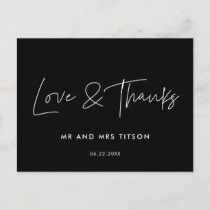 Moderne minimalistische Hochzeit danke Postkarte
