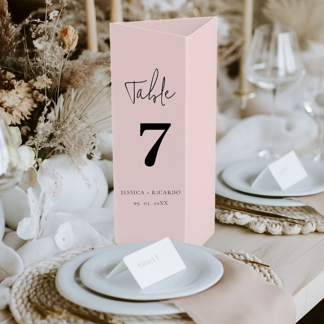 Moderne Minimalistische Hochzeit Danke Tischnummer Dreifach Gefaltete Urlaubskarte (Von Creator hochgeladen)