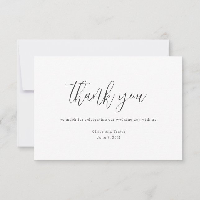 Moderne Minimalistische Hochzeit Dankeschön Card RSVP Karte (Vorderseite)