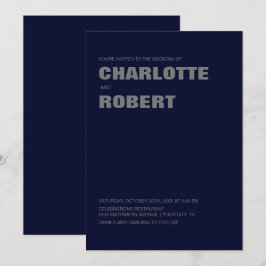 Moderne Minimalistische Hochzeit der Navy Einladung
