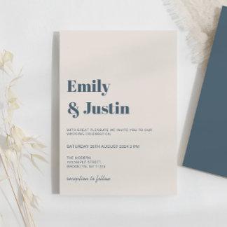 Moderne Minimalistische Hochzeit der Navy Einladung