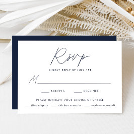 Moderne Minimalistische Hochzeit der Navy RSVP Karte